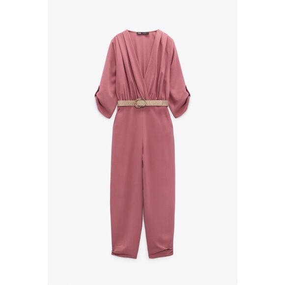 NWT ZARA BELTED WRAP JUMPSUIT - Picture 8 of 15